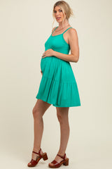 Emerald Green Tiered Maternity Tank Dress