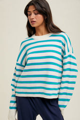 Green Multicolor Stripe Maternity Sweater