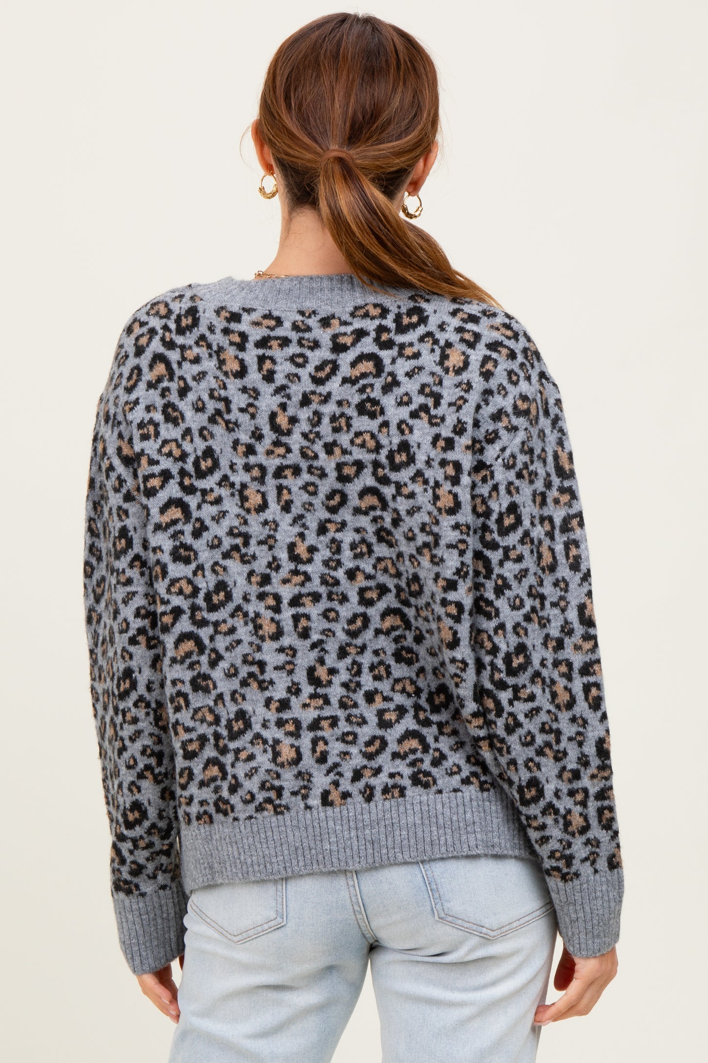Grey Animal Print Sweater