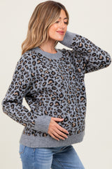 Grey Animal Print Maternity Sweater