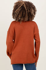 Brick Oversized Exposed Seam Maternity Sweater