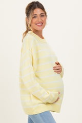 Yellow Striped Oversized Maternity Sweater