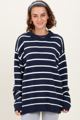 Navy Striped Oversized Sweater