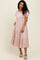 Mauve/Beige Striped Short Sleeve Tiered Maxi Dress