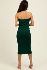 Hunter Green Fitted Tube Knit Midi Dress