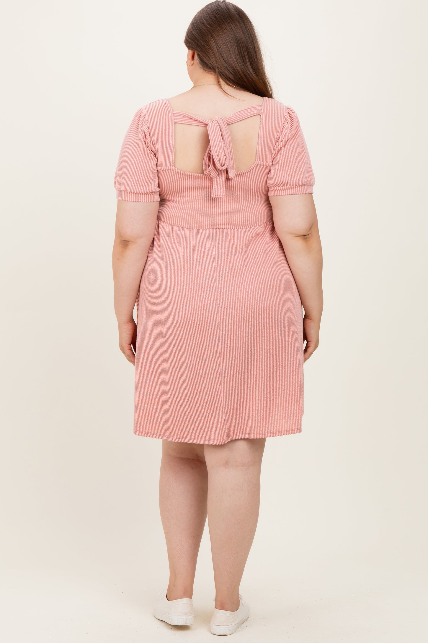 Rose Puff Rib Plus Maternity Babydoll Dress