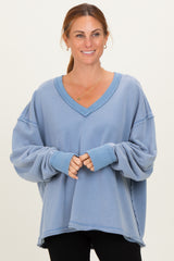 Blue Mineral Washed French Terry Oversized Sweatshirt