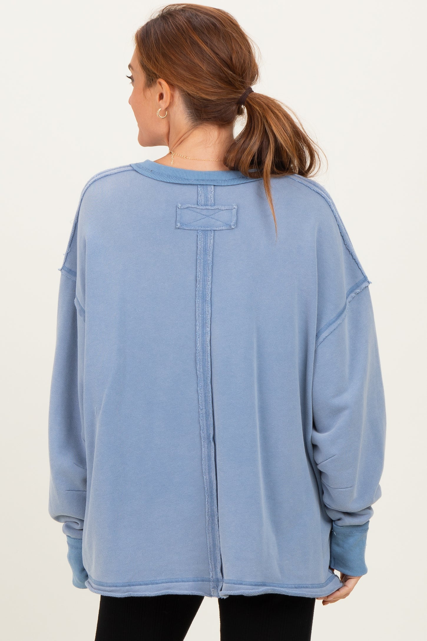 Blue Mineral Washed French Terry Oversized Sweatshirt