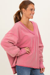 Rose Mineral Washed French Terry Oversized Sweatshirt