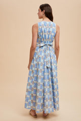 Light Blue Multi Cotton Patchwork Print Button Down Maxi