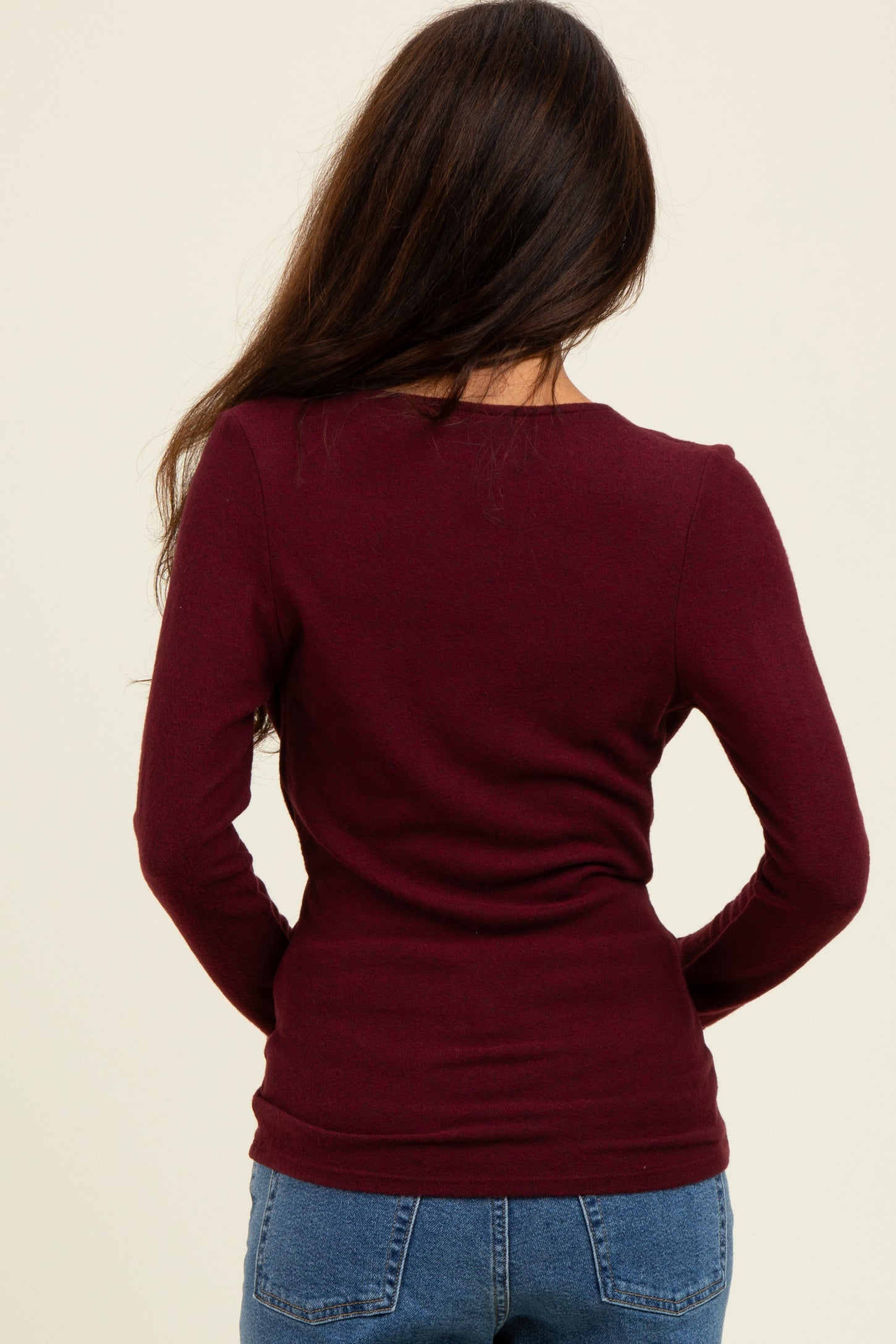 Burgundy Brushed Wrap Front Nursing Top