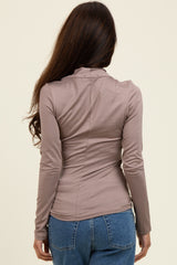 Taupe Long Sleeve Wrap Front Nursing Top