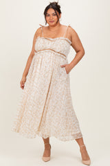 Yellow Plus Garden Floral Printed Smocking Maternity Maxi Dress