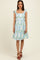 Blue Floral Print Smocked Back Dress