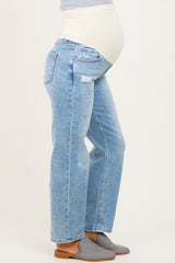 Light High Rise Ankle Boyfriend Distressed Maternity Jeans