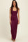 Wine Scoop Neck Sleeveless Rayon Rib Maxi Knit Dress