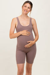Mocha Ribbed Knit Tank Top Maternity Romper