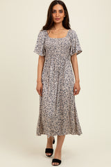 Taupe/Black Printed Dress With Pockets