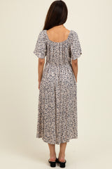 Taupe/Black Printed Dress With Pockets