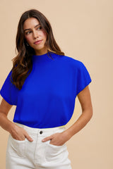 Royal Blue Mock Neck Knit Top