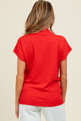 Red Mock Neck Knit Maternity Top