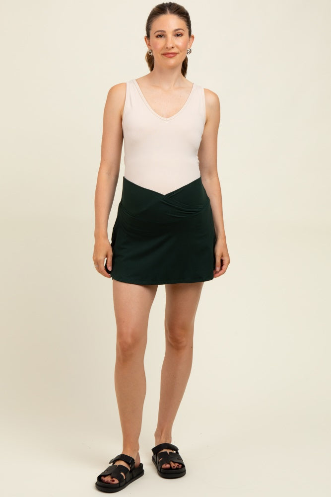 Forest Green Crossover V-Waist Maternity Skort