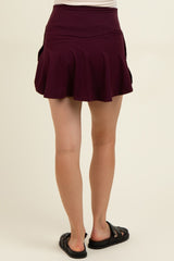 Burgundy Crossover V-Waist Maternity Skort