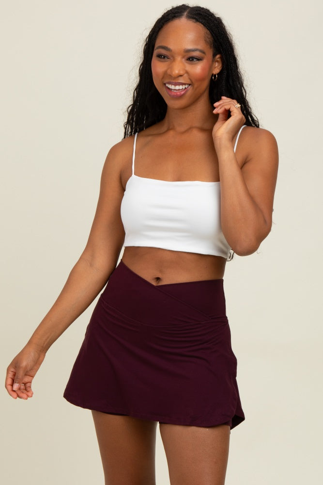 Burgundy Crossover V-Waist Skort