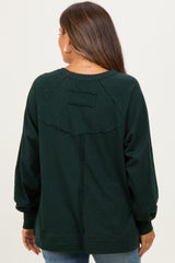 Forest Green Oversized Cotton Slub Long Sleeve Maternity Top