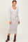 Beige Solid Brushed RibLong Sleeve V-Neck Fitted Midi Dress