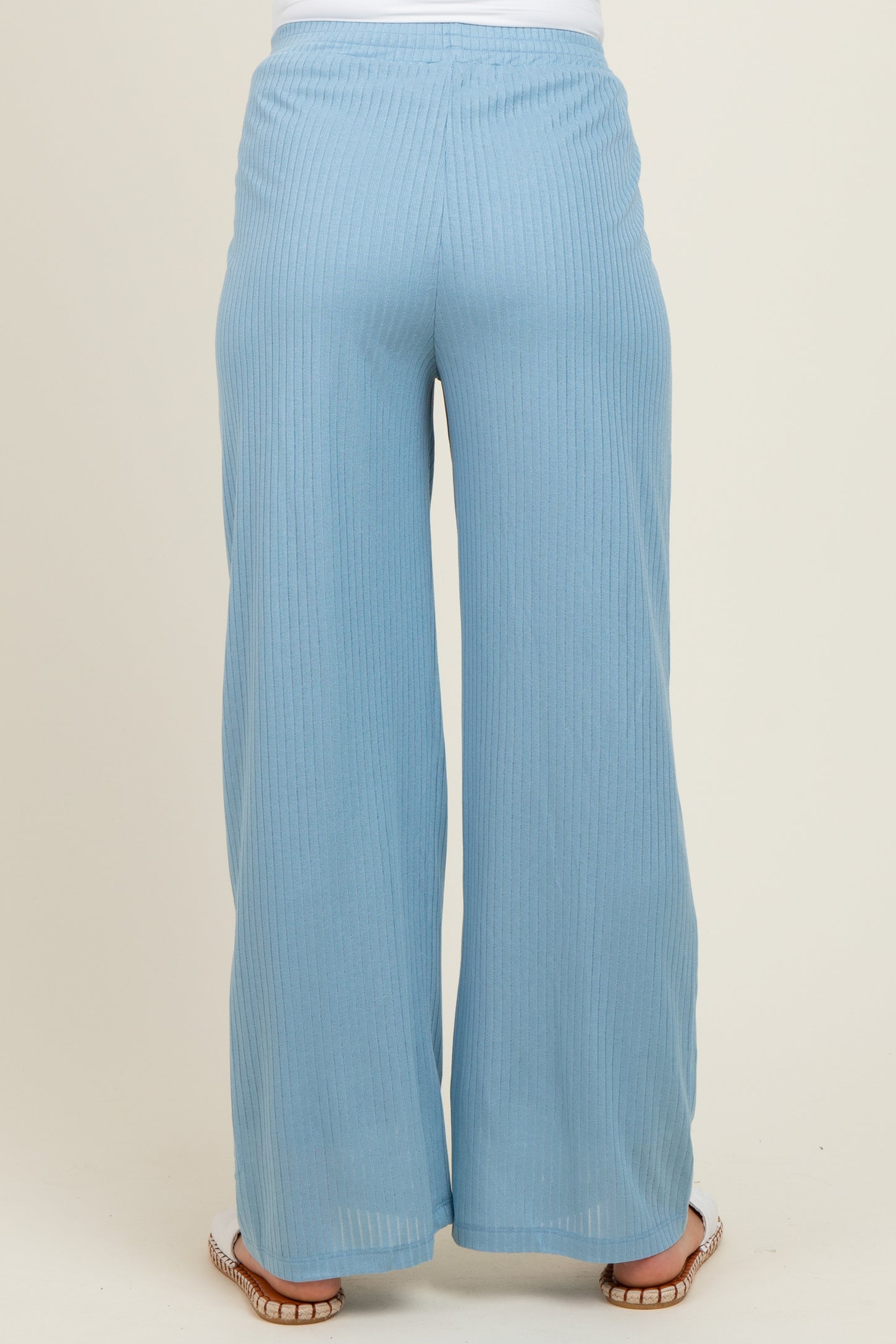 Light Blue Ribbed Side Pocket Maternity Lounge Pants