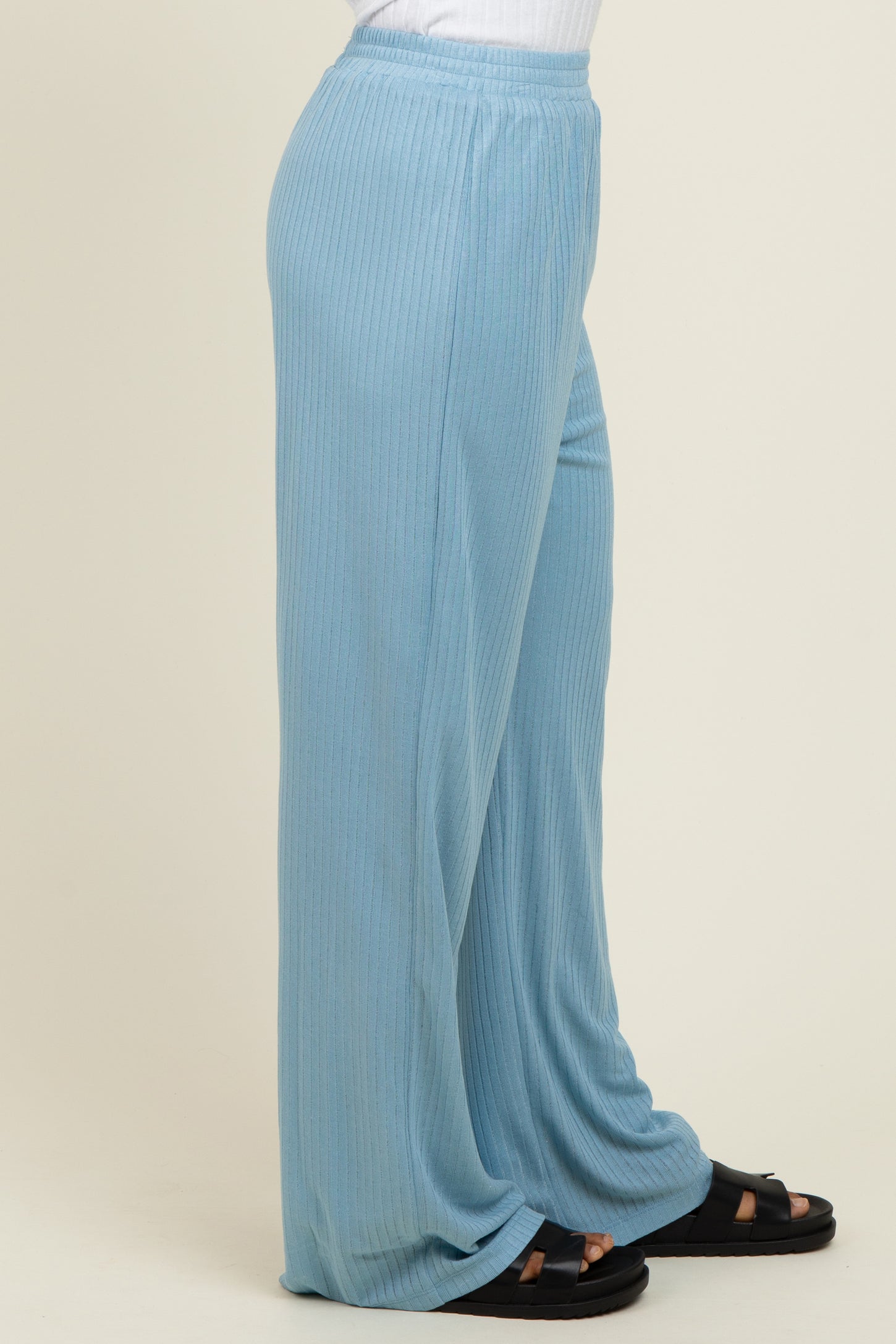 Light Blue Ribbed Side Pocket Lounge Pants
