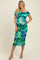 Green Printed Off Shoulder Ruched Maternity Midi Dress