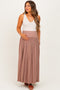 Mocha Smocked Waistband Pleated Maternity Maxi Skirt