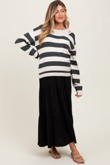 Black Drawstring Tiered Maternity Maxi Skirt