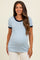 Light Blue/Navy Ribbed Short Contrast Sleeve Maternity Top