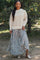 Blue Floral Smocked Waist Tiered Maxi Skirt