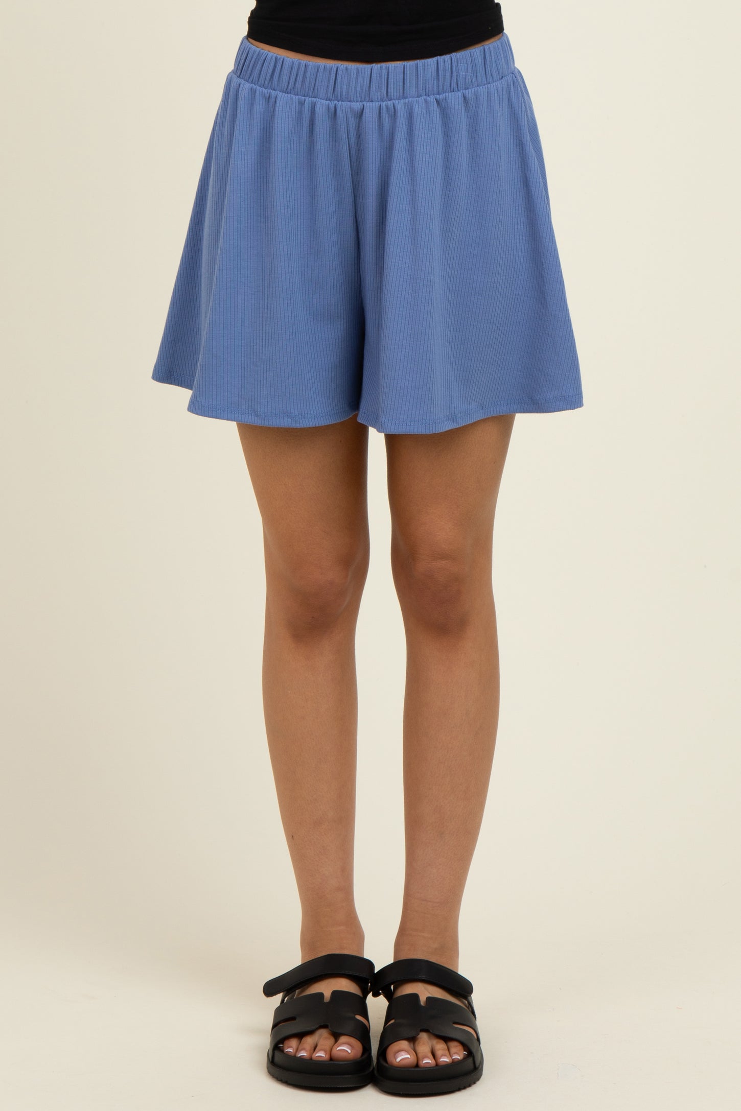 Blue Ribbed Lounge Shorts