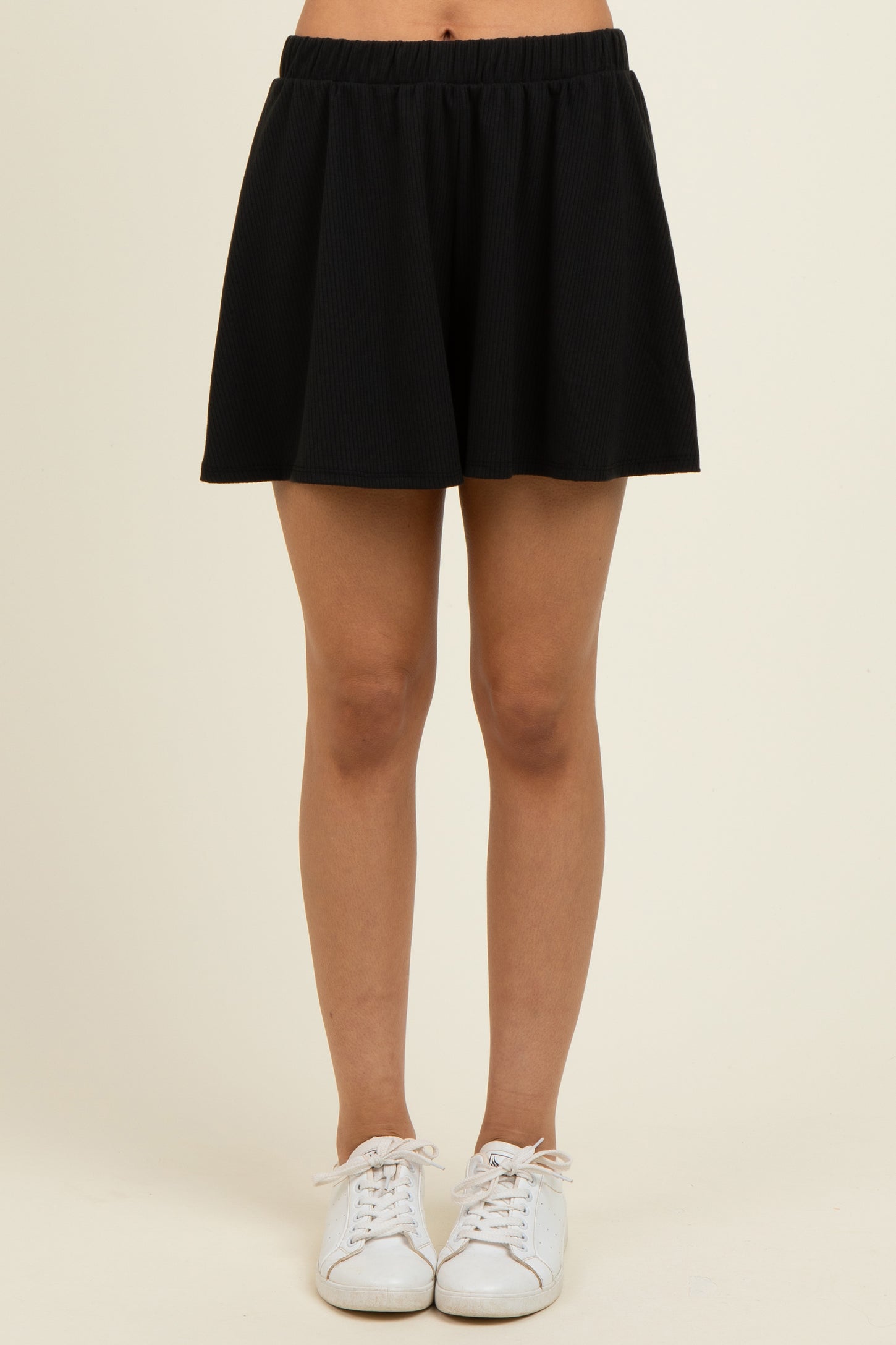 Black Ribbed Lounge Shorts