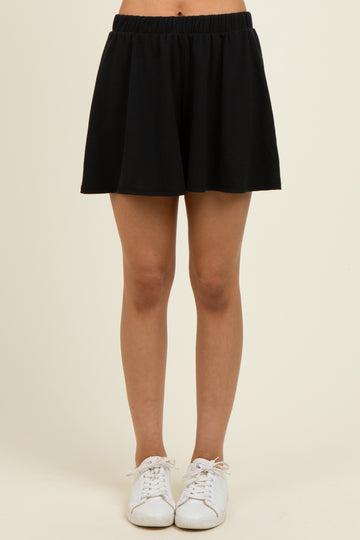 Black Ribbed Lounge Shorts