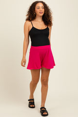 Fuchsia Ribbed Maternity Lounge Shorts
