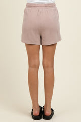 Light Mocha Ribbed Texture Drawstring Shorts