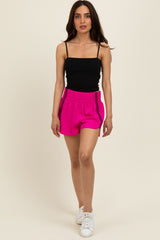 Fuchsia Stripe Detail Active Shorts