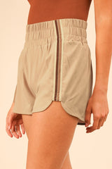 Beige Stripe Detail Active Shorts