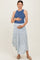 Blue Printed Smocked Waist Round Hem Maternity Midi Skirt