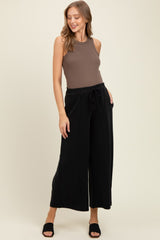Black Drawstring Wide Leg Maternity Pants