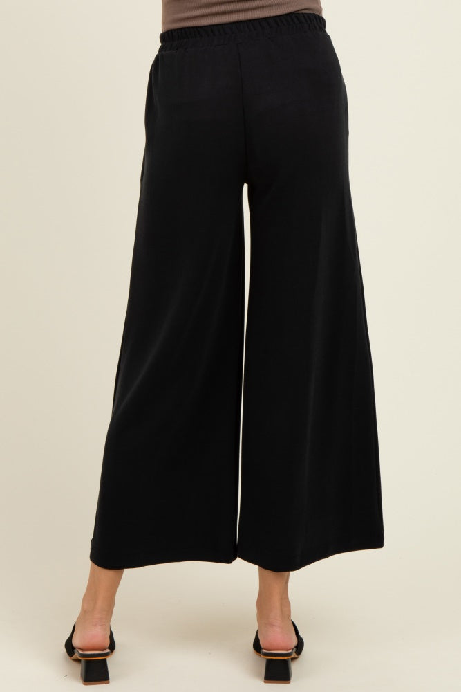 Black Drawstring Wide Leg Maternity Pants