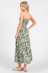 Olive Floral Tiered Maxi Skirt