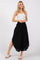 Black Smocked Waist Rounded Hem Skirt