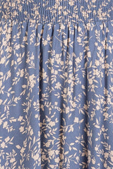 Blue Floral Smocked Waist Skirt